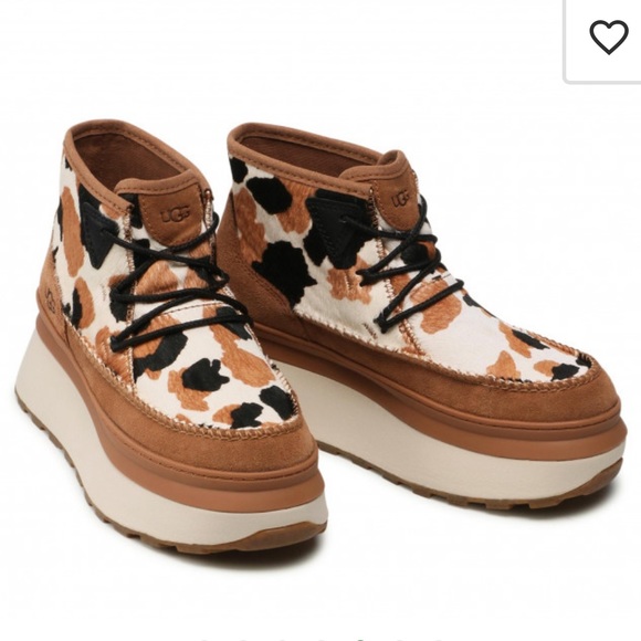 NWOB UGG Marin Bootie Cow Print Womens Platform - Lace-ups - Picture 3 of 15